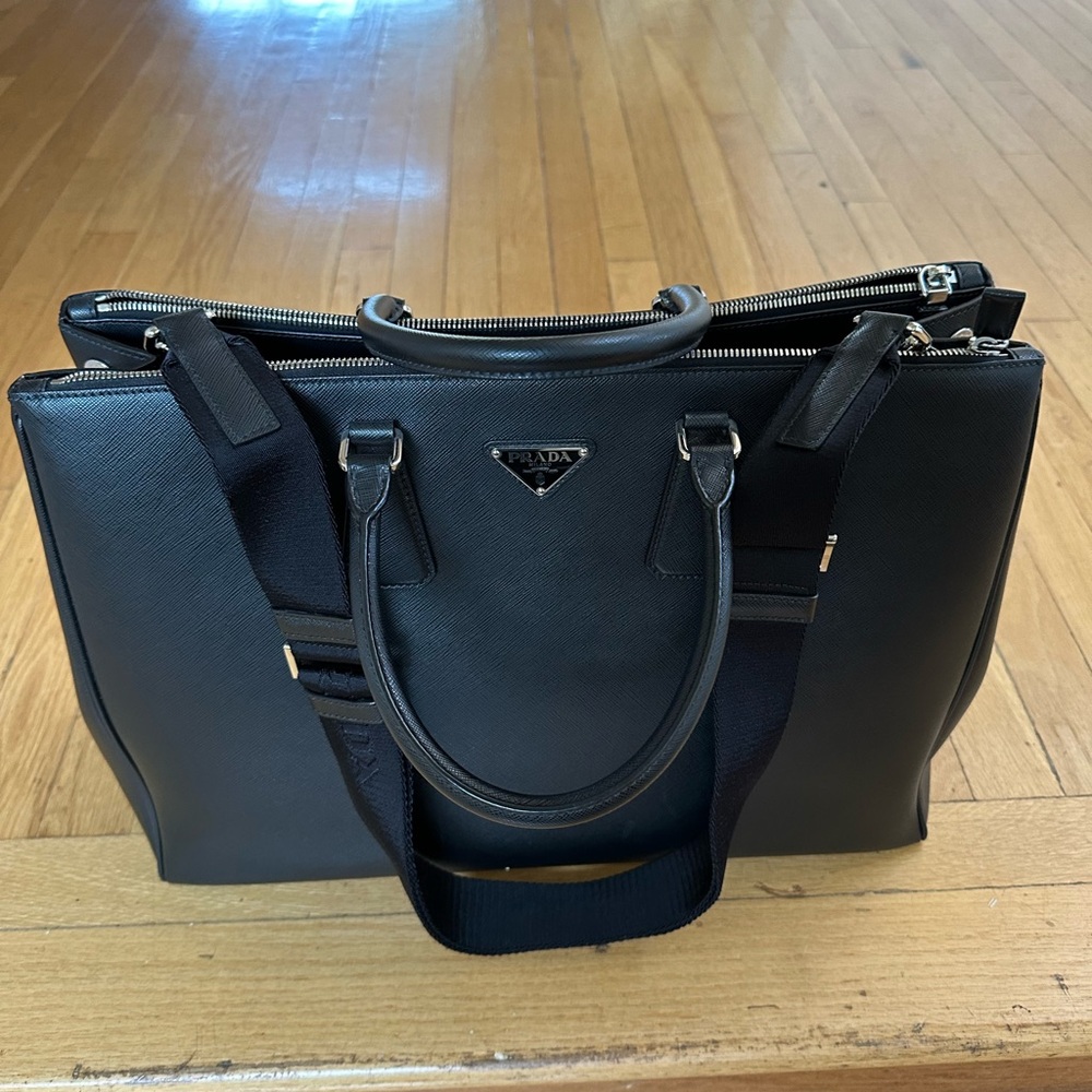 Prada XL Galleria Black Saffiano Leather Tote